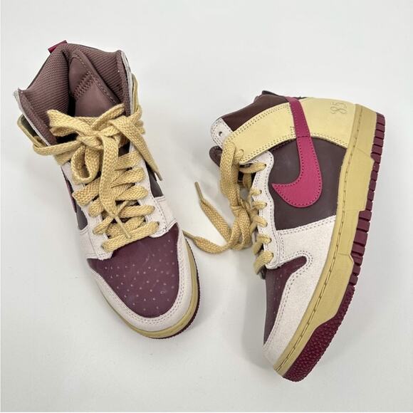 Nike Shoes - Nike Womens 7 Dunks High 1985 Alabaster Rosewood earth night maroon sneakers